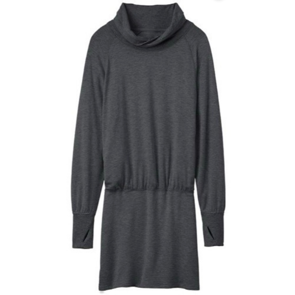 Athleta Sz Small Duran Long Sleeve Funnel Neck Tunic Dress With Thumbholes Gray